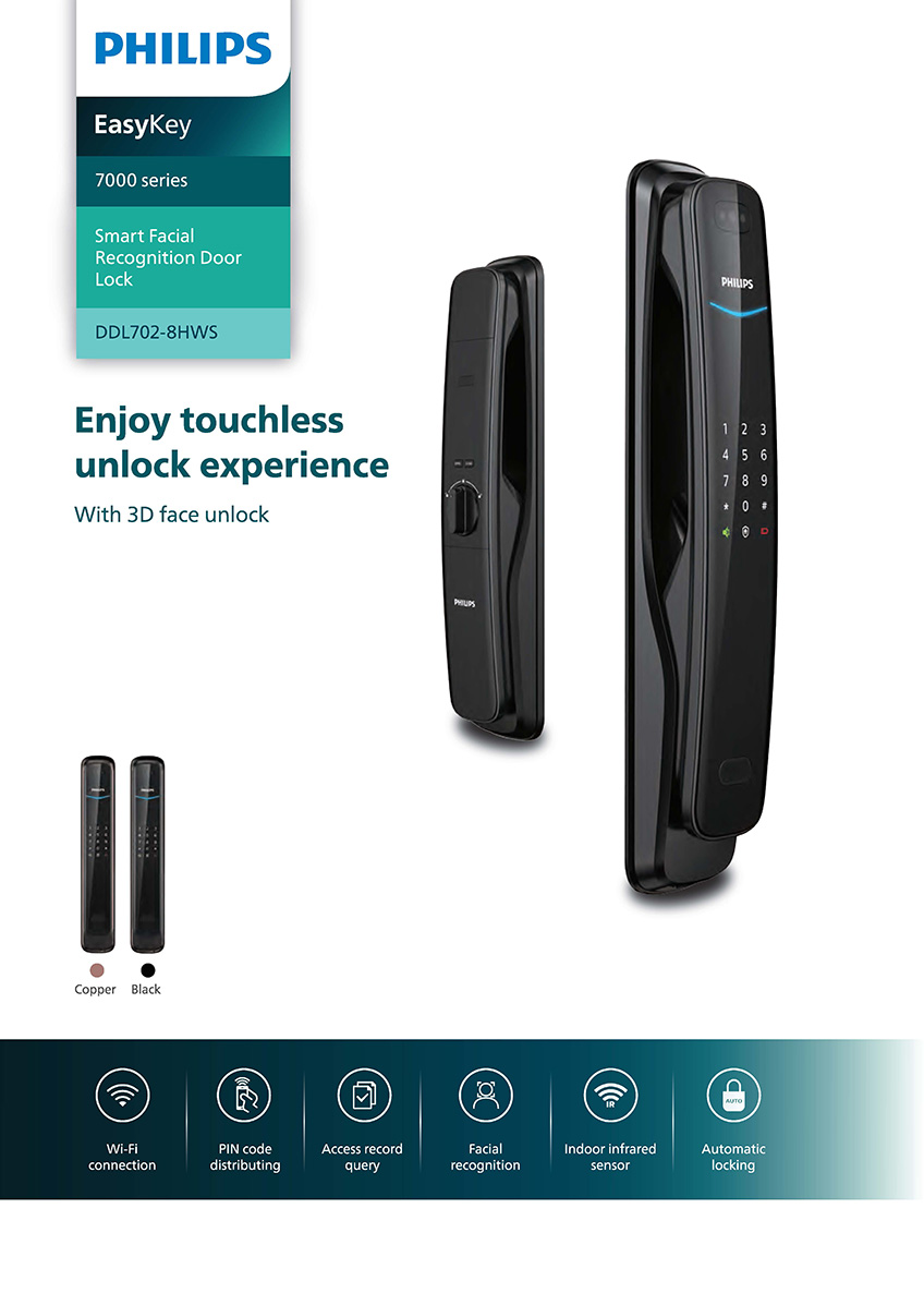 PHILIPS Smart Facial Recognition Door Lock DDL702-8HWS