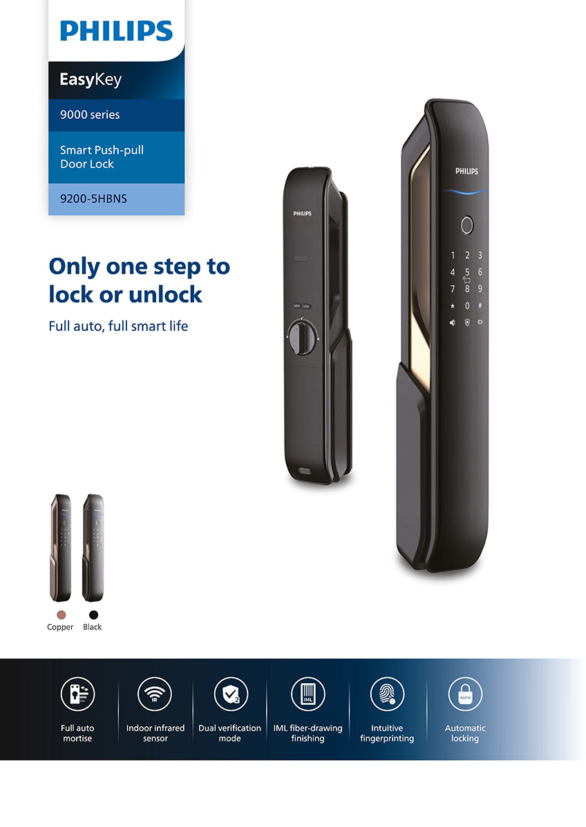 PHILIPS Smart Push-pull Door Lock 9200-5HBNS